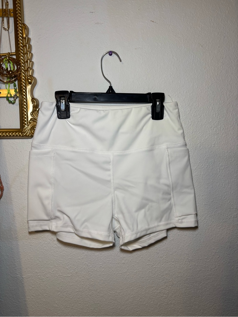 SHEIN White High-Waist Athletic Shorts with Pockets